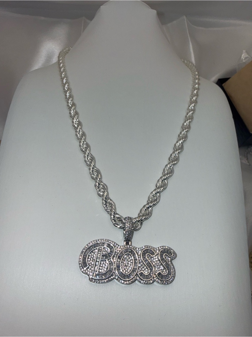 24 Inch 8.2mm Silver Filled BOSS Necklace, AAACZ